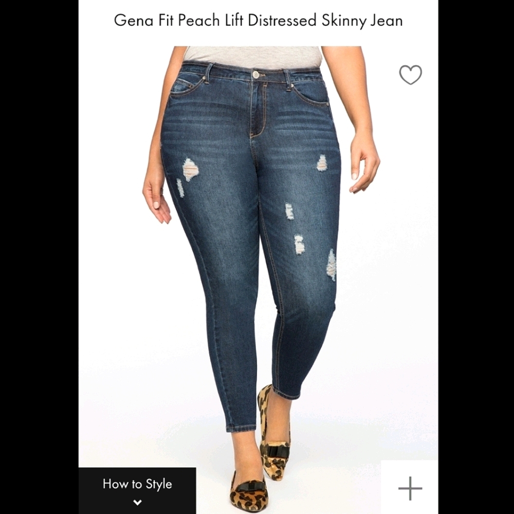 NWT Eloquii Gena Fit Peach Lift Distressed Skinny